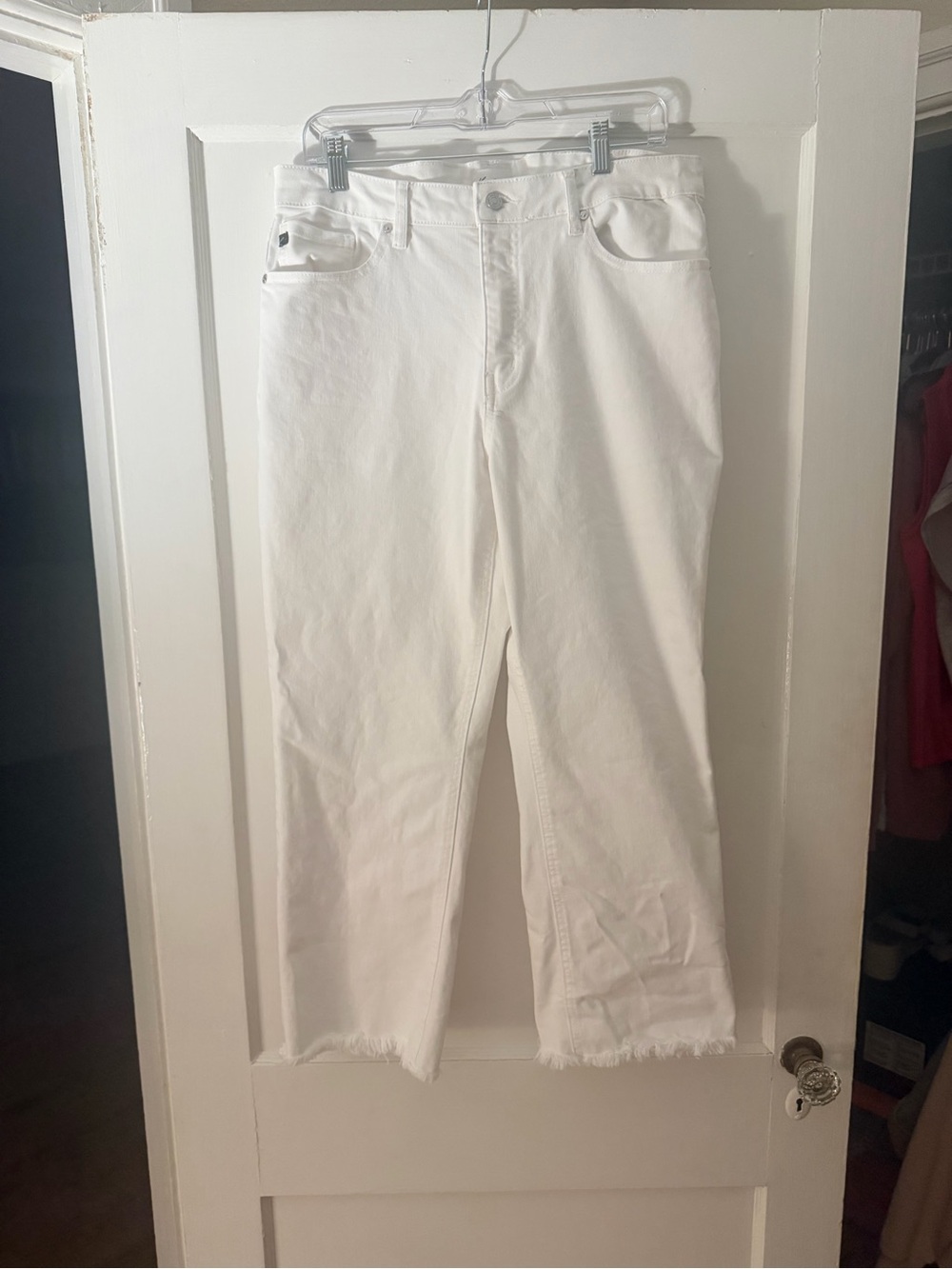 Kancan White Cropped Raw Hem Jeans Women’s 13/30 Stretch Denim